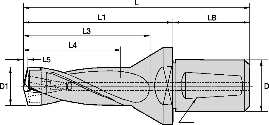 모듈식 드릴링 • 플랜지 섕크 휘슬 노치™ 포함(WD)