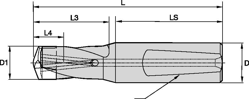 KSEM™ • Drill Body • 1 x D • WN Shank • Metric