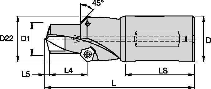 KSEM™ • Drill Body with 45° chamfer • 1 x D • SSF Shank • Inch 2223778 - Kennametal