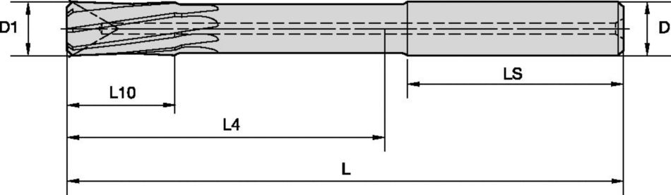 Alésoirs HSR avec goujures hélicoïdales pour trous débouchants • K10F™/K10F-DCFD™ • 5–14mm