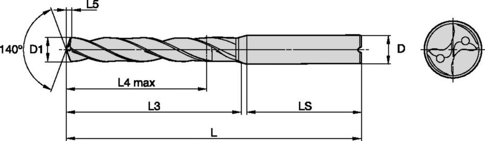 Top Drill S+™ • Series TDS501A • 5xD • Internal Coolant • Straight Shank