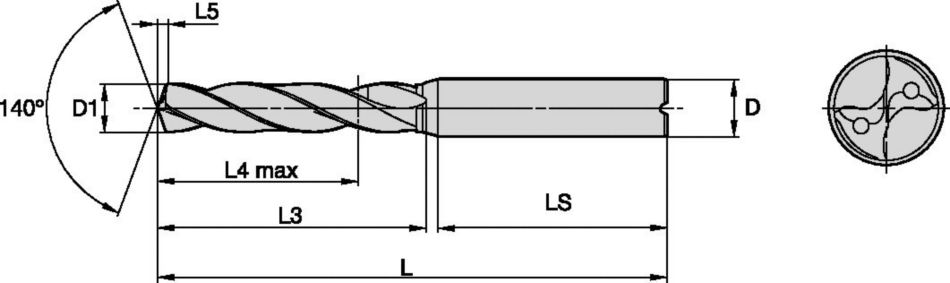 Top Drill S+™ • Series TDS501A • 3xD • Internal Coolant • Straight Shank