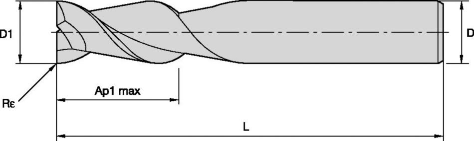 KenCut™ AL - AADF - Radiused - 2 Flutes - Plain Shank - Inch 3876364 - Kennametal