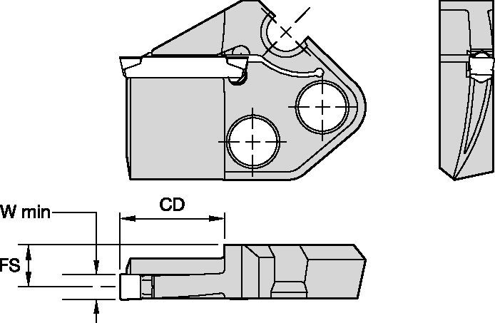 A4™溝入れおよび旋削加工モジュラーブレード • 端面溝入れ
