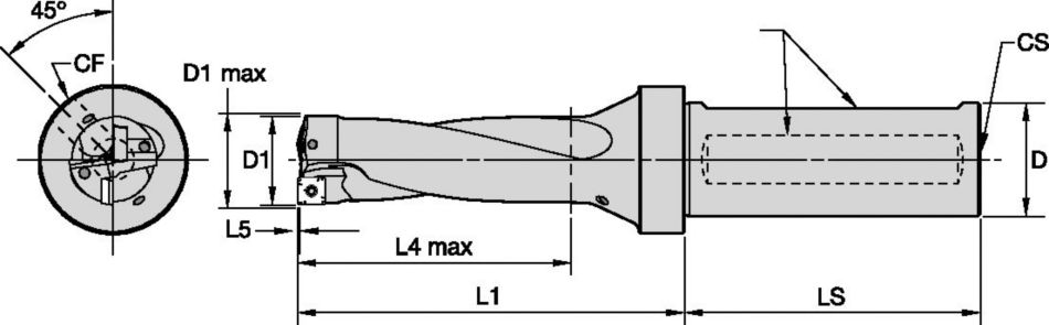 DFSP Flanged Shank • Right Hand • 3 x D