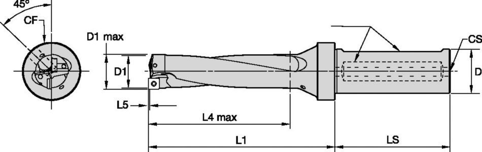 DFSP Flanged Shank • Right Hand • 4 x D