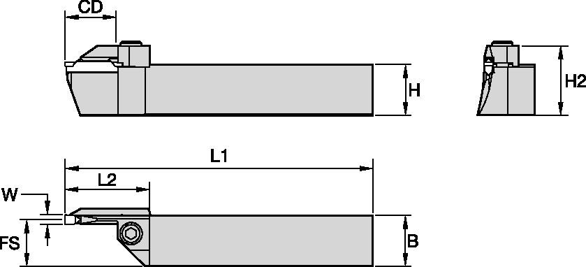 WMT Integral Toolholders for Face Grooving • Curve Out • Metric