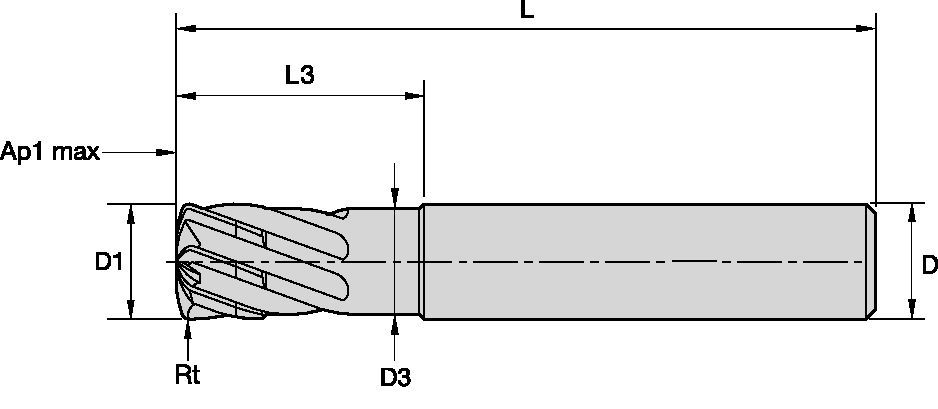 X-Feed™ • Series 70N7 •>52 HRC • High Feed • 6 Flute • Cylindrical Shank • Metric