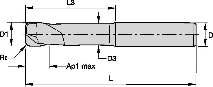 KenCut AL Plain Shank - F3AA - WSMLX - Radiused - 3 Flutes - Extended Neck - Metric - Solid Carbide End Mill - Grade K600 - Kennametal.com