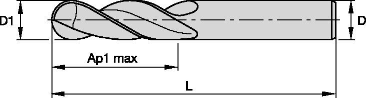 Liste 4V00 • VariMill I™ • Extended Length of Cut • Ball Nose • Victory Grades