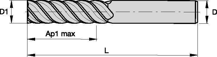 Solid Carbide End Mill for Finishing of Steels, Stainless Steel, Cast Iron, and High-Temperature Alloys