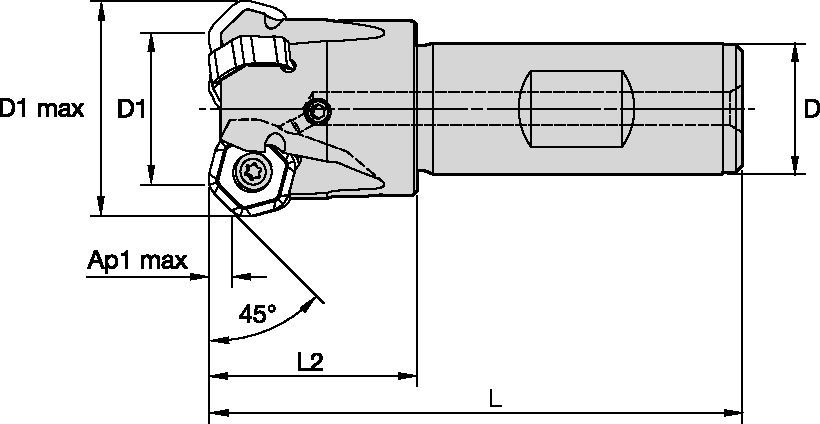 M1200 Mini - 45° - Weldon® End Mills - Metric 3958023 - WIDIA