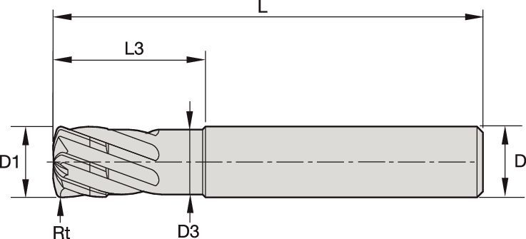 X-Feed™ • Series 7FNS • Stainless Steel/Hi Temp • High Feed • 6 Flute • Cylindrical Shank • Inch