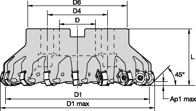 M1200 - 45° - Shell Mills - Metric 3957994 - WIDIA