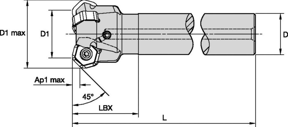 M1200 Mini - 45° - Cylindrical Shank - Metric 3958027 - WIDIA