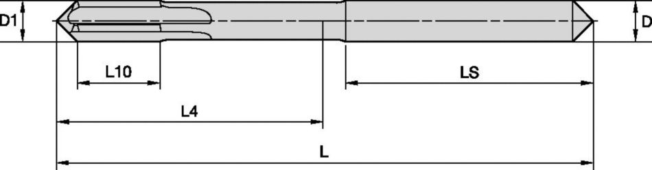 Reamers for Blind Holes • 1,4–4,15mm (.055–.163") • K10F • K10F-DCFD • "HA" Shank