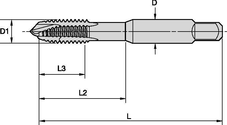 K-Stainless závitníky se šroubovitými drážkami v řezném kuželu HSS pro průchozí otvory
