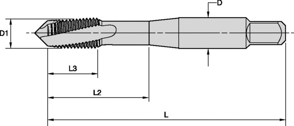 Beyond™ Left-Hand Spiral-Flute, Right-Hand Cut HSS-E-PM Taps • Through Holes