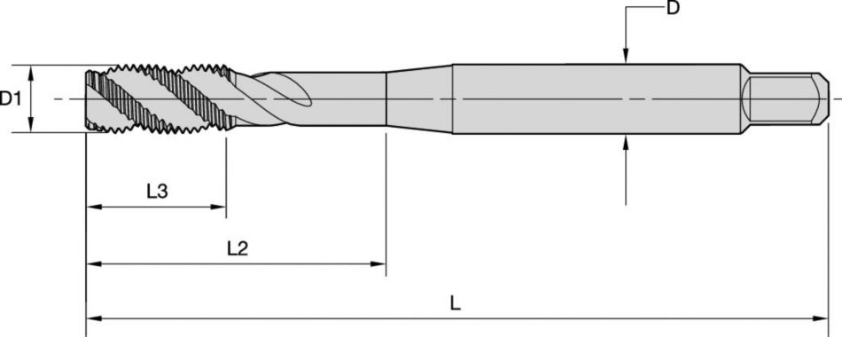 T632 • Metric DIN 371, 374, and 376 • Form E Bottoming Chamfer