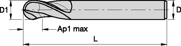GOmill™ • Ball Nose • 3 Flutes • Plain Shank • Inch