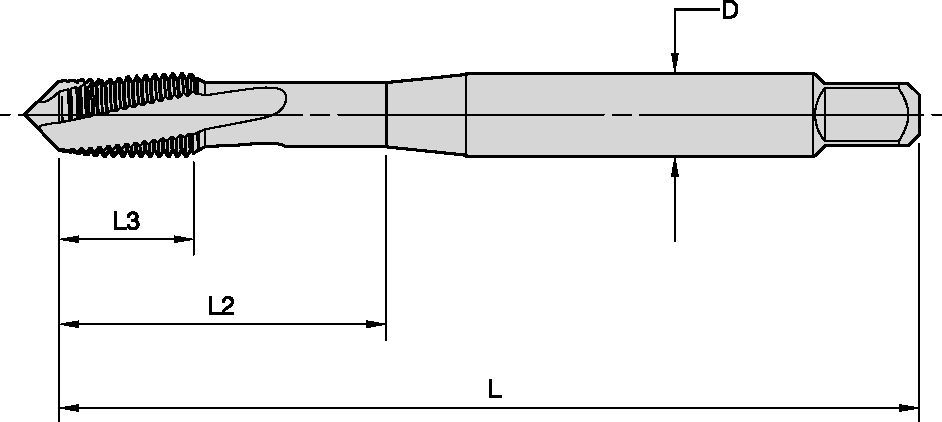 Beyond™ Left-Hand Spiral-Flute, Right-Hand Cut HSS-E-PM Taps • Through Holes