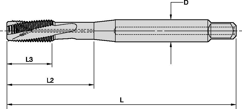 Beyond™ Left-Hand Spiral-Flute, Right-Hand Cut HSS-E-PM Taps • Through Holes