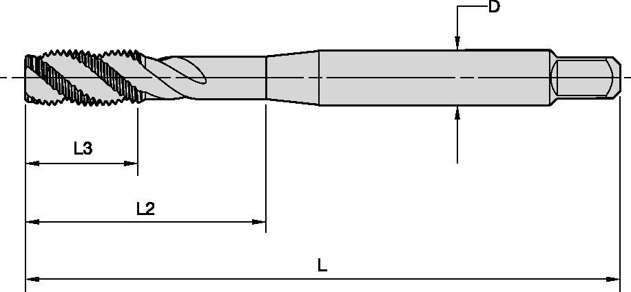 T630 • DIN 371, 374 et 376 • Taraud machine, entrée forme C • Métrique • Pour l'acier et l'acier inoxydable