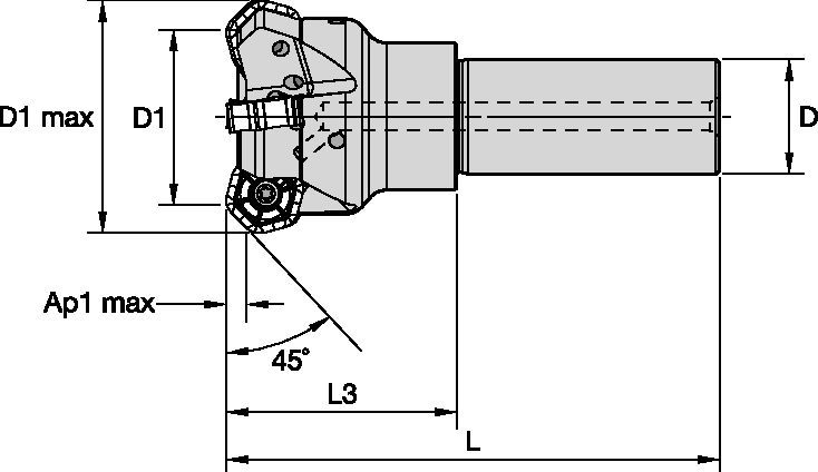 Face milling cutter for multiple materials