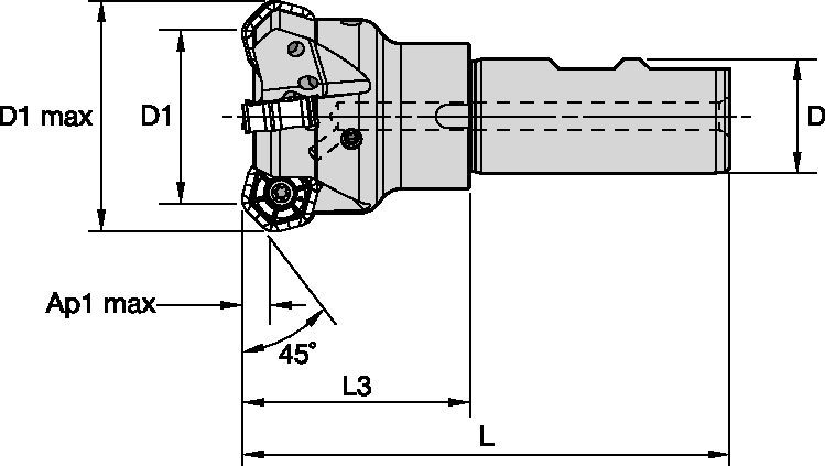 Face milling cutter for multiple materials