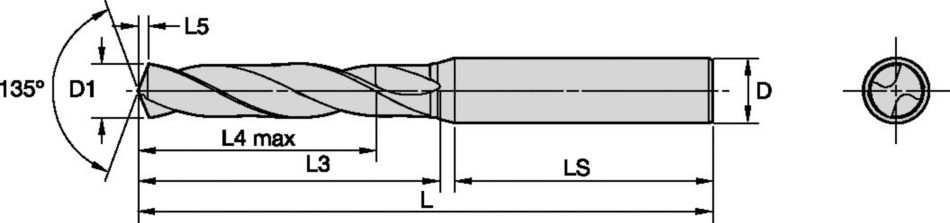B222_HP (~5 x D) • KCPK15 • A-Shank • HP Beyond Drills 4111965 - Kennametal