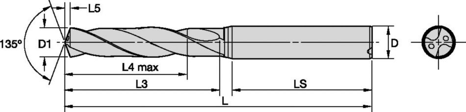 K210_HP (~3 x D) / K211_HP (~5 x D) / K212_HP (~8 x D) • KCM15 • A-Shank • HP Beyond Drills