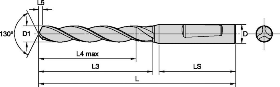 B105 (~5 x D) • K10 • F-Shank • TF Drills 1191475 - Kennametal