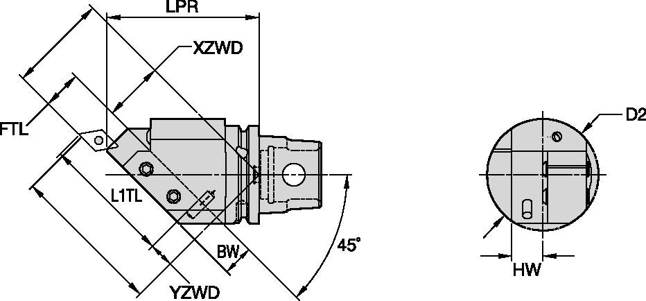 TA 45° Mount Square Shank Adapters