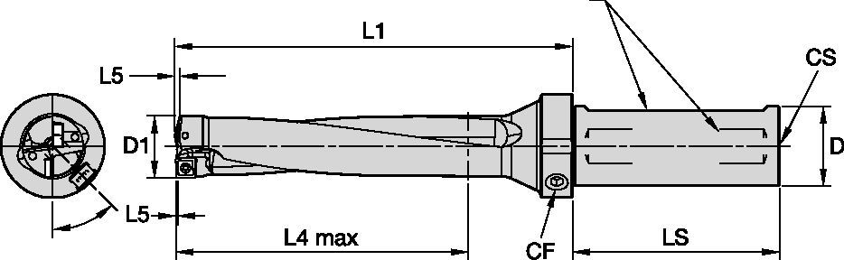 DFSP Flanged Shank • Right Hand • 5 x D