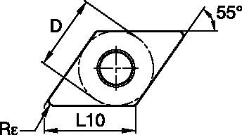 Inserto de metal duro para torneamento ISO • Geometria positiva de acabamento