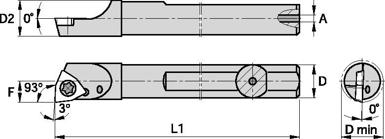 Screw-On A08HSWUPRS3 Boring Bar 1930546 - Kennametal