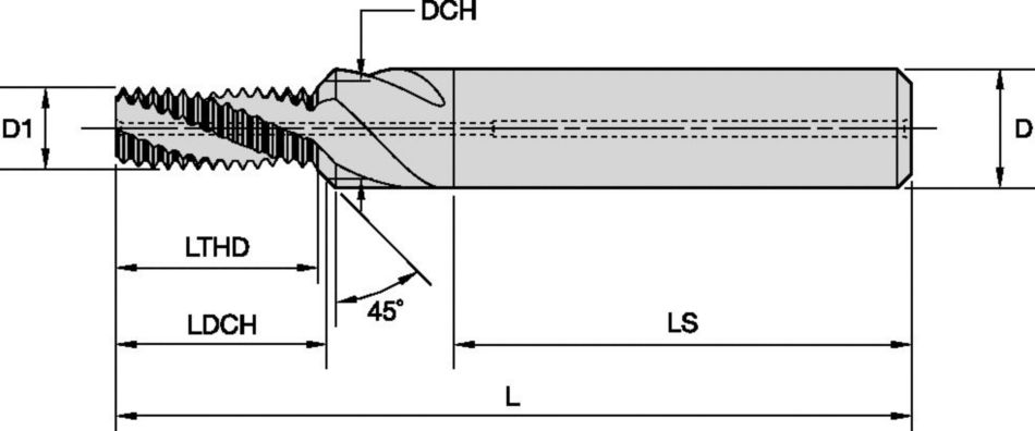 Solid Carbide Thread Mills • Blind and Through Holes