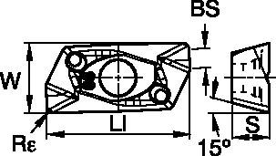 Shoulder milling insert with two cutting edges per insert, precision ground • Sharp edge