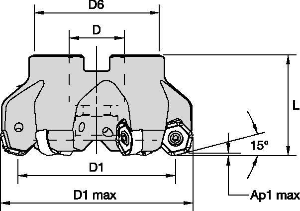 M1200 Mini - 15° - High Feed - Shell Mills - Metric 4136887 - WIDIA