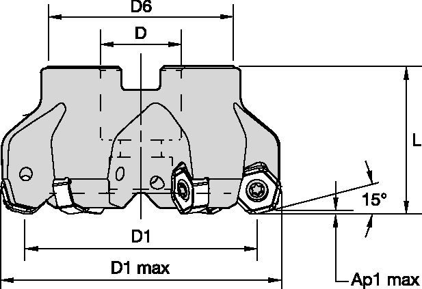 Face milling cutter for multiple materials