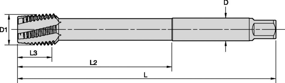 Gwintowniki prawostronne Beyond™ HSS-E-PM z lewym rowkiem wiórowym spiralnym • Otwory przelotowe