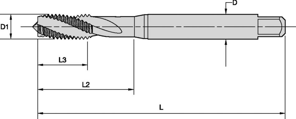 T602 • Metric DIN 371, 374 and 376 • Form C Semi-Bottoming Chamfer
