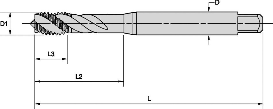 Victory™ HSS-E-PM Gewindebohrer mit spiralförmiger Spannut • Sacklochbohrungen 3 x D