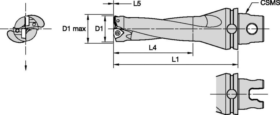 DFT KM40TS Shank • 3 x D • Right Hand • Metric