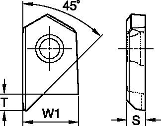 Utensili combinati • Inserto in metallo duro per sistema BF • Smusso e lamatura a 45°