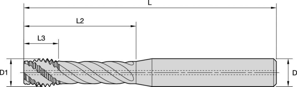 Monolityczne gwintowniki Beyond™ z węglika spiekanego z rowkiem wiórowym spiralnym • Otwory nieprzelotowe