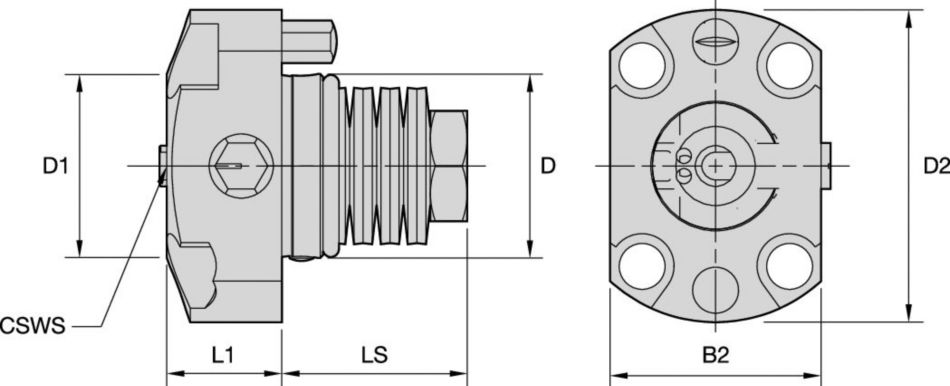 KM-RNS-EF • Flange Mount, KM Rapid, Side Access