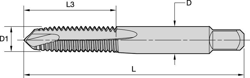 Oversized Spiral-Point Taps • Through Holes in General Machining Applications