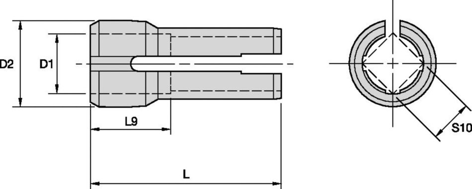 Двухугловые серии DA-J — для цельного метчика — цанговые патроны