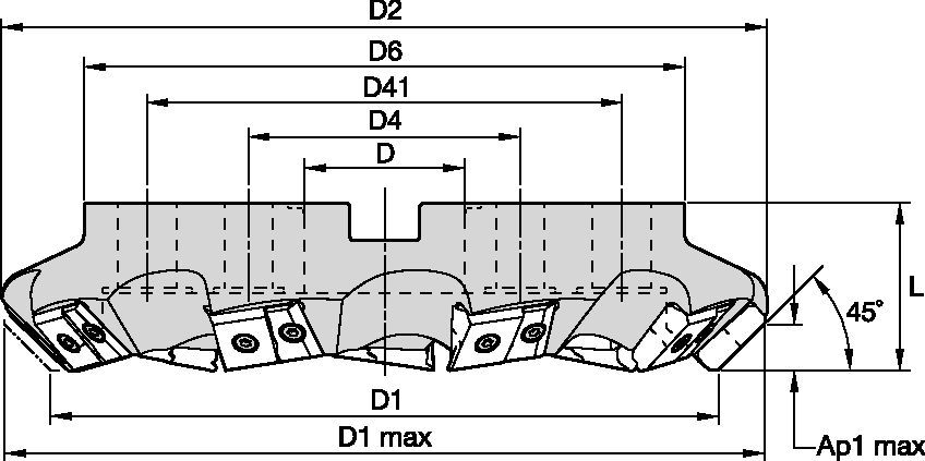 MEGA 45° • Heavy-Duty Face Milling • Shell Mills • Metric